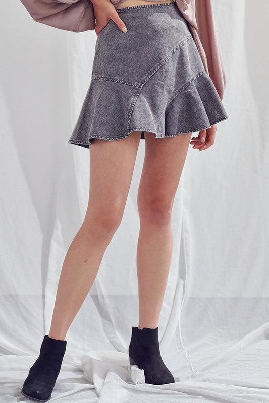 charcoal flare mini skirt with zipper