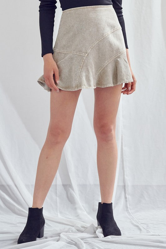 beige mini skirt
