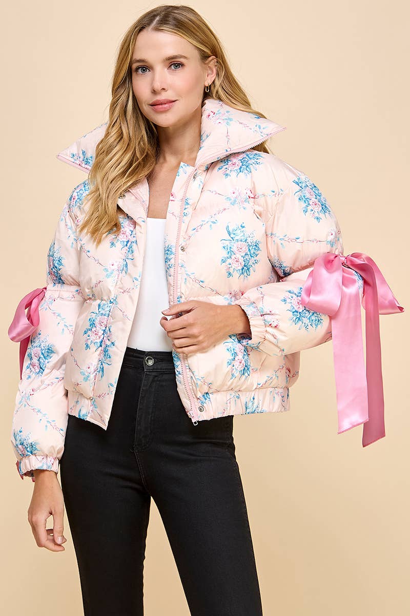 Floral puffer jacket women's hotsell